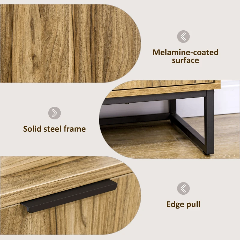 HOMCOM Dulap de depozitare industrial , bufet cu 2 usi si picioare de otel pentru sufragerie,dormitor, Gri