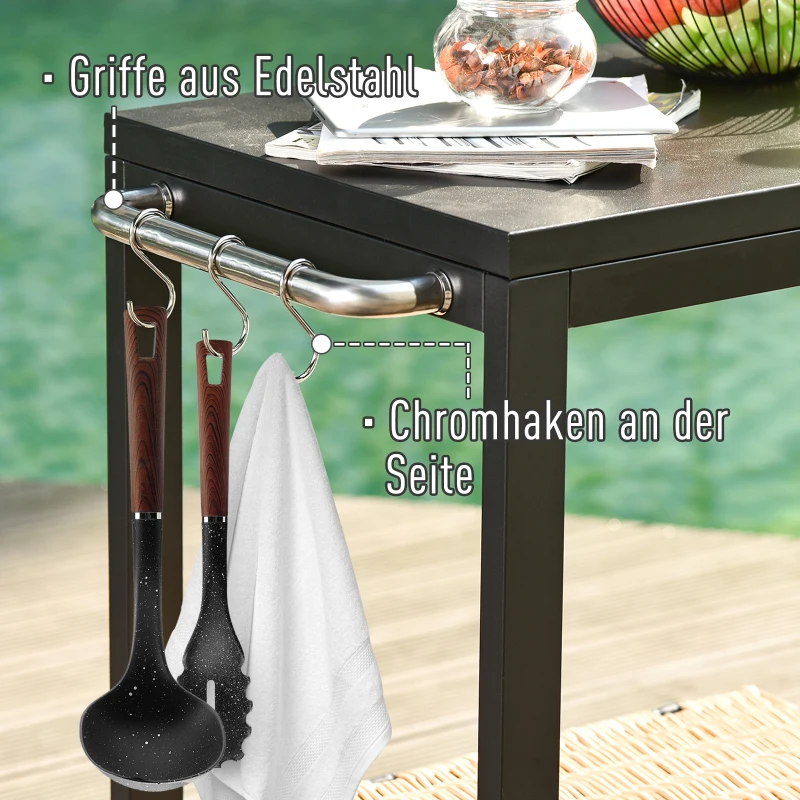 HOMCOM keukenwagen met wielen serveerwagen rvs zwart