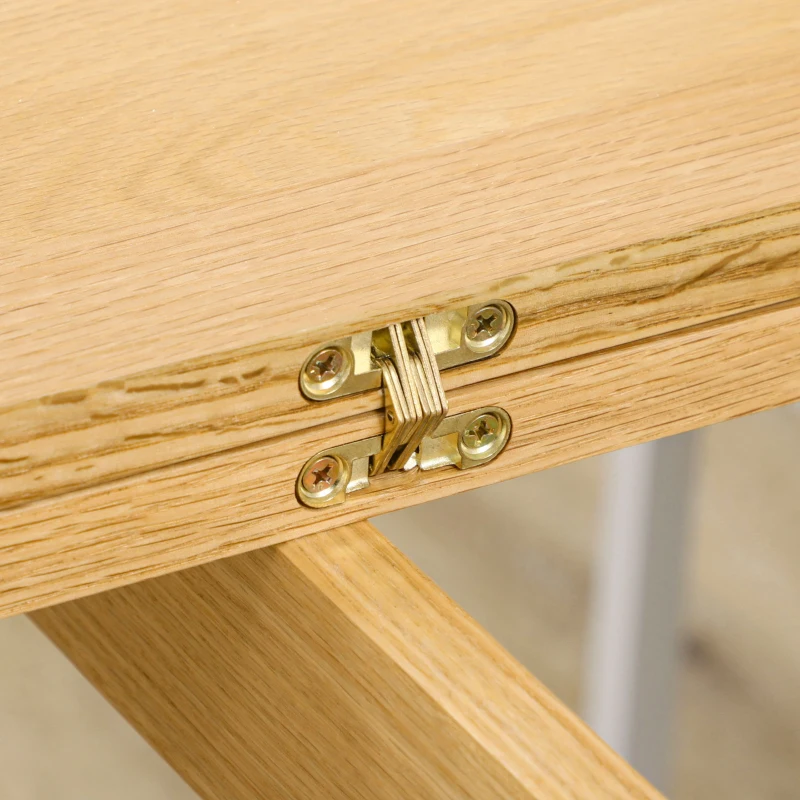 HOMCOM Masa de sufragerie pliabila de 130 cm, Masa de bucatarie pentru spatii mici, Masa din lemn pentru 4–6 persoane, Stejar