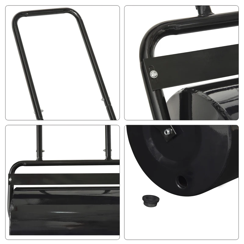 Outsunny gazonwals met U-handgreep, tuinwals, tuinroller, 32 cm diameter, vulling 38 l water/62 kg zand, metaal, zwart 59 x 32,5 x 107 cm