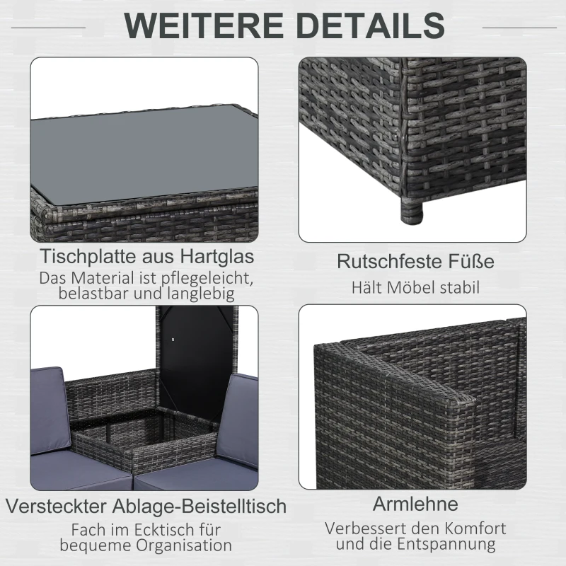 8-delig Tuinmeubelen poly-rotan zitgroep tuinset sofaset lounge