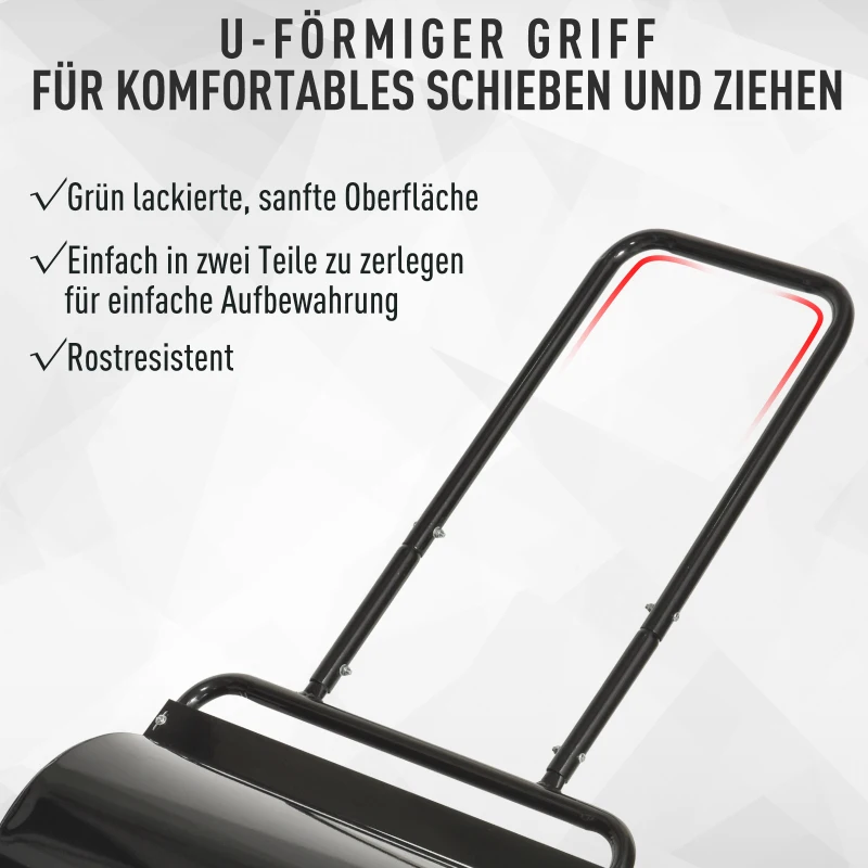 Outsunny gazonwals met U-handgreep, tuinwals, tuinroller, 32 cm diameter, vulling 38 l water/62 kg zand, metaal, zwart 59 x 32,5 x 107 cm