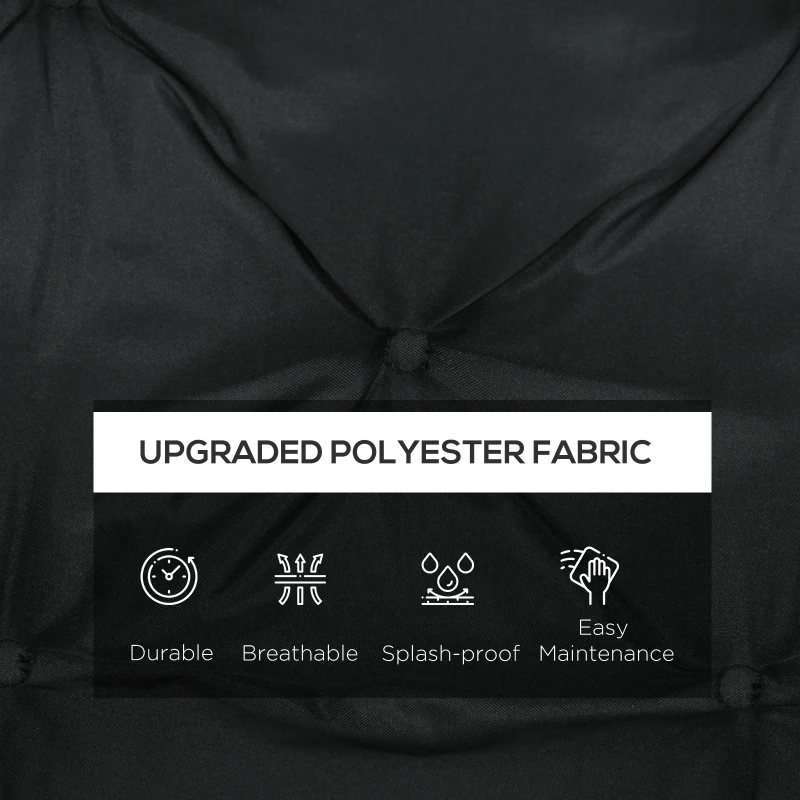 Outsunny 2 Seater Bench Cushion - Garden Chair Cushion with Back and Ties for Indoor and Outdoor Use, 98 x 100 cm, Black