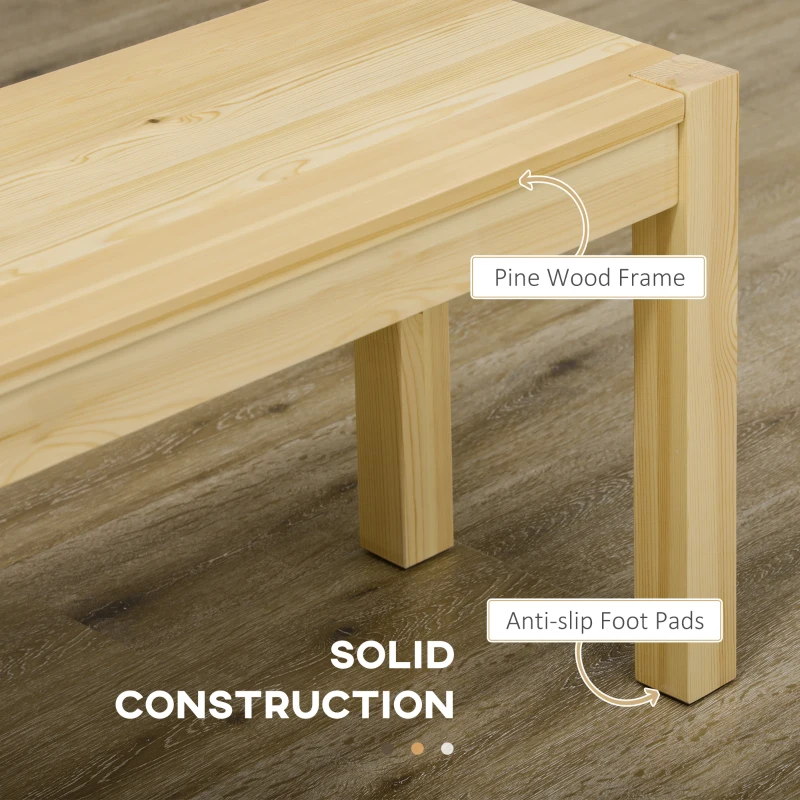 Homcom Banca din Lemn 150 cm – 3 Persoane, pentru Sufragerie/Bucatarie