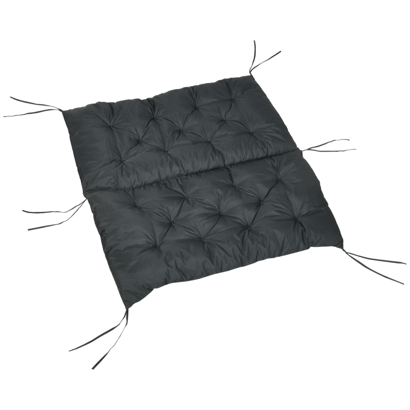Outsunny 2 Seater Bench Cushion - Garden Chair Cushion with Back and Ties for Indoor and Outdoor Use, 98 x 100 cm, Black