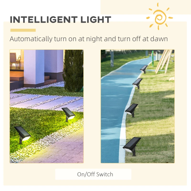 Outsunny Lampi de gradina , aplica de perete, lumina solara cu LED IP65 pentru exterior, cu 3 lumini de culoare, 2 luminozitati pentru terasa, alee, veranda
