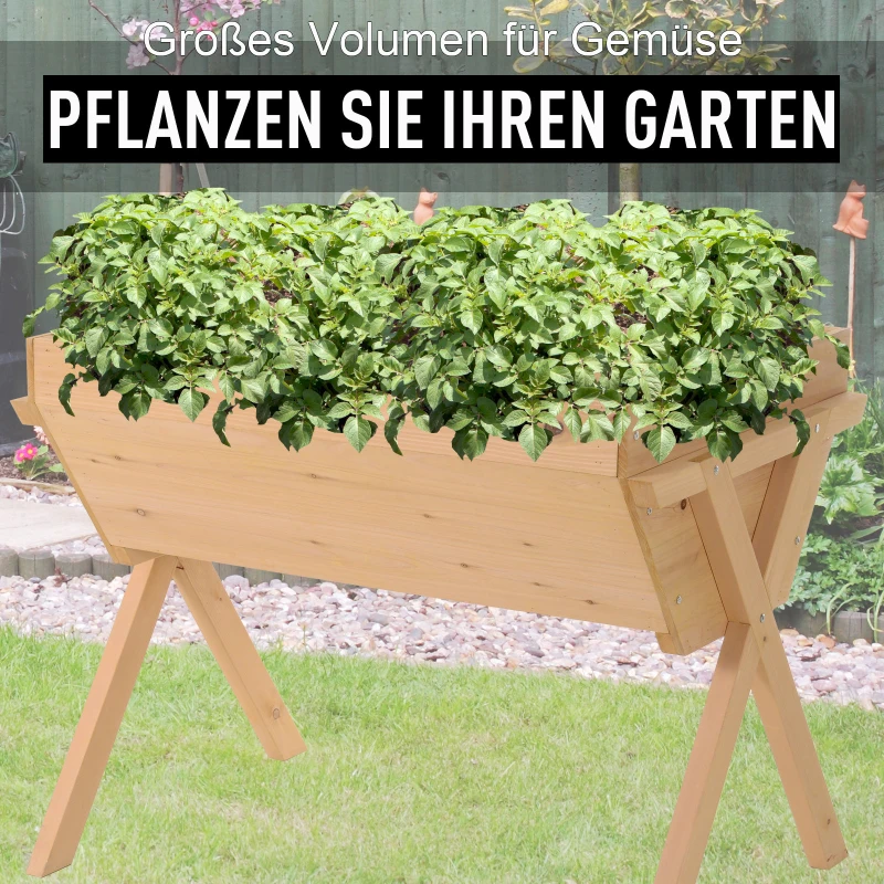 Outsunny Verhoogd bed plantenbak bloembak bloempot afwatering non-woven doek massief hout