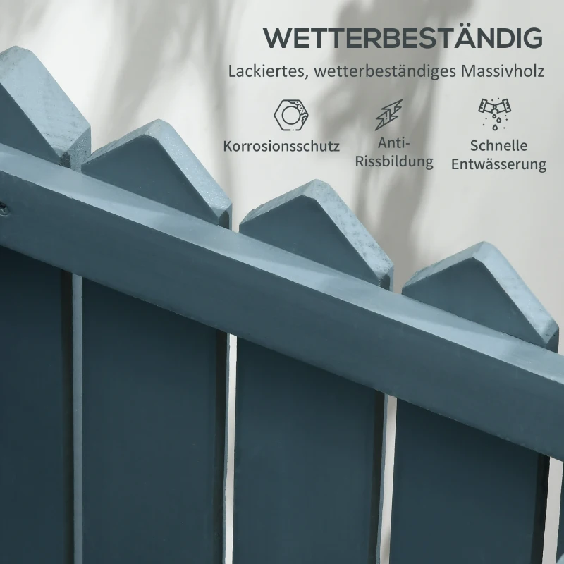 Outsunny 2-in-1 Gartenzaun und Pflanzenständer, wetterfester Anstrich, Massivholz, blau, 100 x 30 x 90 cm