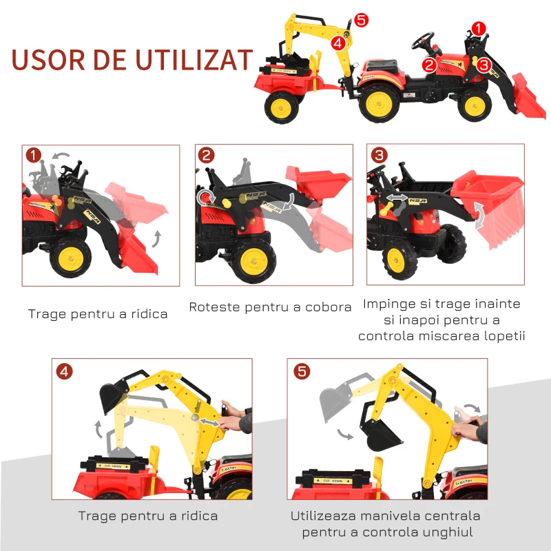 HOMCOM buldozer de jucarie, plastic, 179x42x59 cm, negru(m-6)