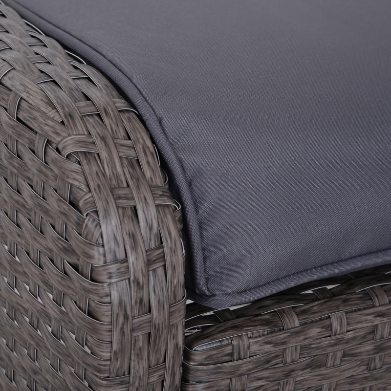 Outsunny Set Mobilier pentru Extern Canapea cu Pouf si Masuta in PE Rattan cu Perne Gri