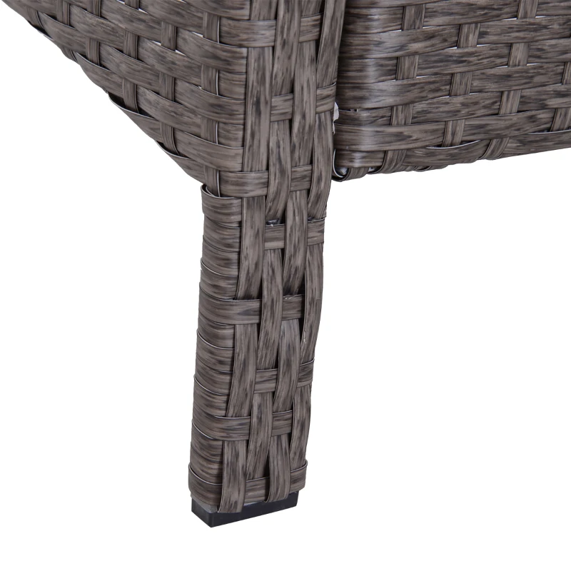 Outsunny Set Mobilier pentru Extern Canapea cu Pouf si Masuta in PE Rattan cu Perne Gri
