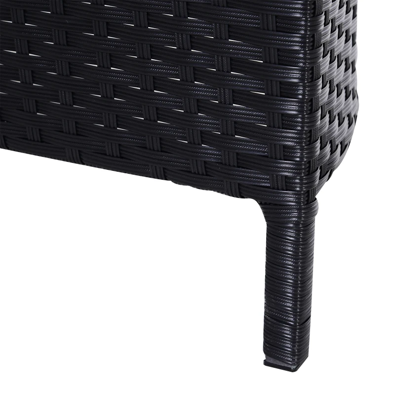 Outsunny Canapea de Extern in PE Rattan Negru cu Perna Alb , Set 5 Bucati cu Masuta(m-9)