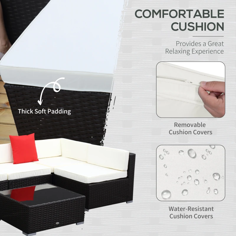 Outsunny set mobilier de exterior din ratan, 7 piese, maro