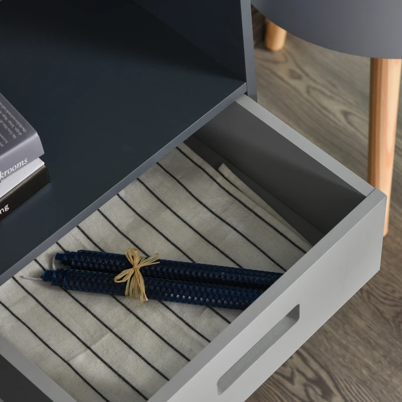 HOMCOM Estantería Librería con 6 Compartimentos y 2 Cajones Mueble Auxiliar con Patas para Libros Decoraciones Fotos 105x30x96 cm Azul y Gris