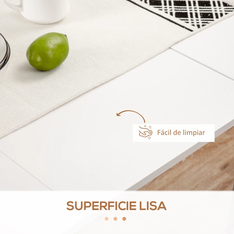 HOMCOM Mesa de Comedor Extensible para 4-6 Personas Mesa Auxiliar Multifuncional para Estudio Cocina 180x85x75 cm Blanco