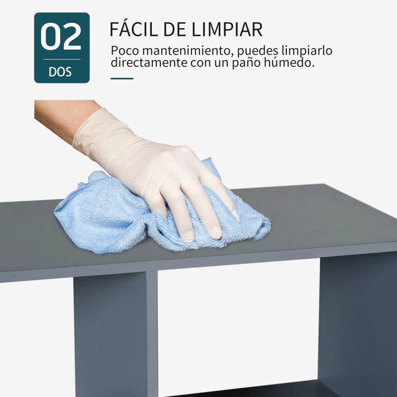 HOMCOM Estantería Librería con 6 Compartimentos y 2 Cajones Mueble Auxiliar con Patas para Libros Decoraciones Fotos 105x30x96 cm Azul y Gris