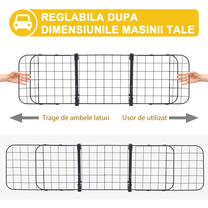 PawHut Bariera Separator de Protectie Masina pentru Caini Reglabila 91-145x30cm