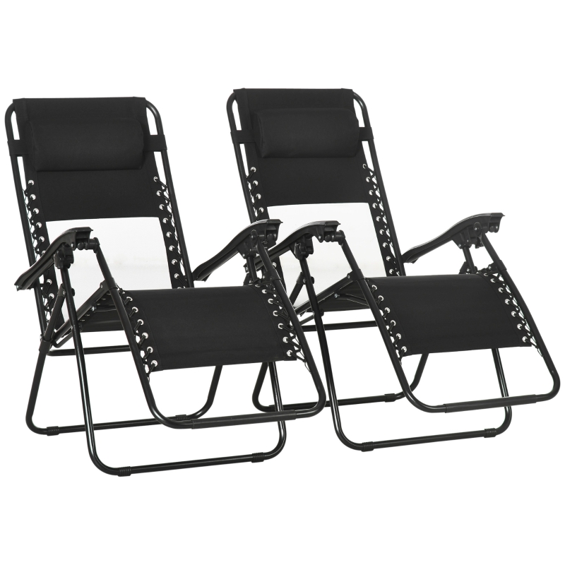 Outsunny Garden Recliner Chairs Set of 2, Outdoor Foldable Zero Gravity