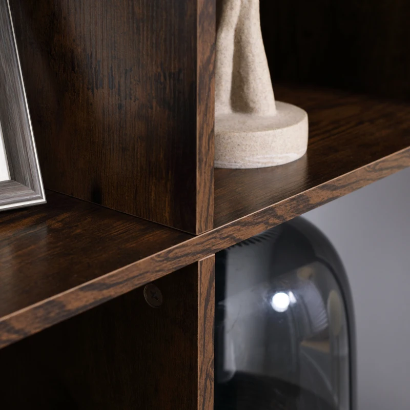 HOMCOM Estantería de Estilo Industrial de Madera con 7 Compartimentos para Salón Oficina 74x30x155 cm Marrón Rústico