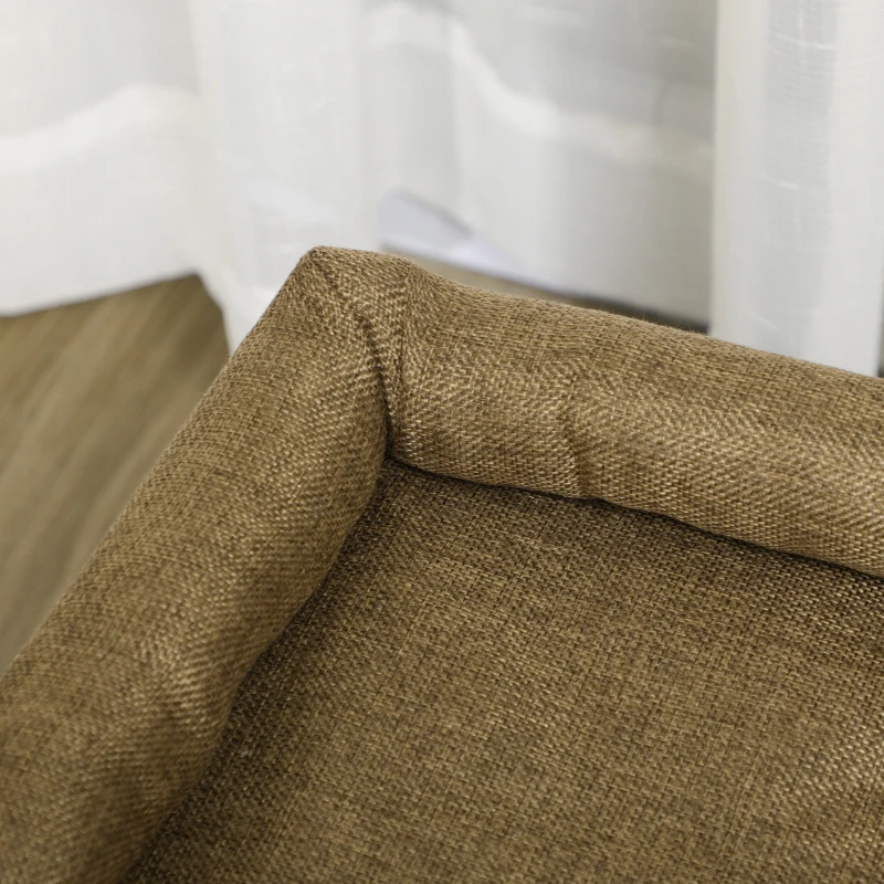 PawHut Cama Cueva para Gatos Caseta para Gatos con Rascador Cojín Suave Bola Colgante y Marco de Madera 39x39x42 cm Marrón