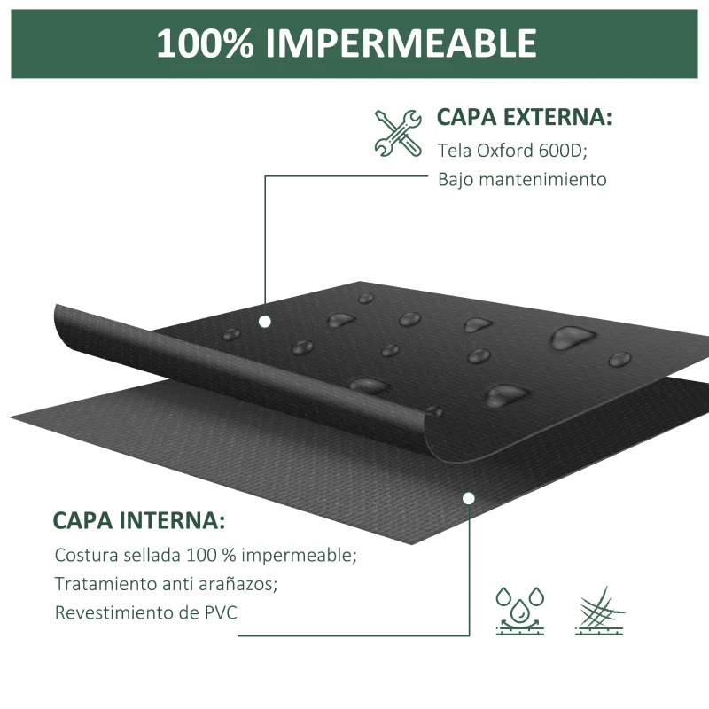 Outsunny Funda Protectora para Muebles de Jardín 154x94x66 cm Cubierta de Muebles de Mesas Exterior Tela Oxford 600D Impermeable con Hebillas para Patio Terraza Negro