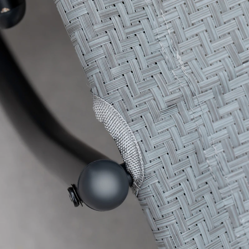 Outsunny Tumbona Mecedora de Exterior con Reposabrazos Reposacabezas y Efecto de Ratán para Jardín Terraza Patio Carga Máx. 160 kg 61x160x79 cm Gris