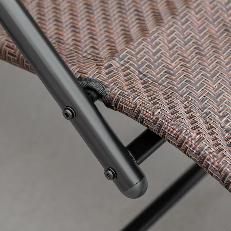 Outsunny Tumbona Mecedora de Exterior con Reposabrazos Reposacabezas y Efecto de Ratán para Jardín Terraza Patio Carga Máx. 160 kg 157x60x80 cm Marrón