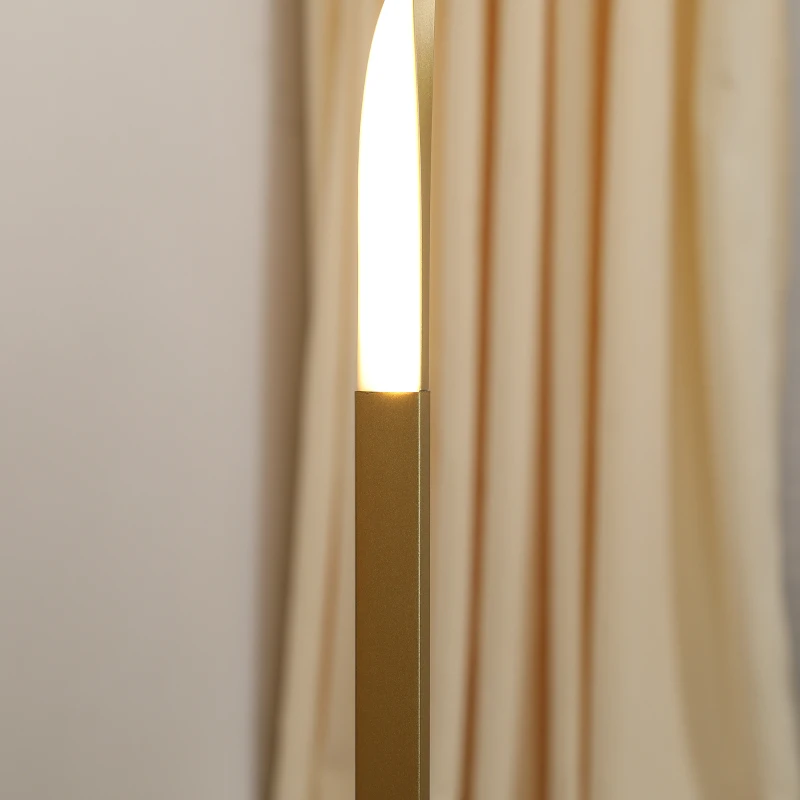 HOMCOM Lámpara de Pie de Metal de Estilo Moderno con Luces LED para Salón Dormitorio Oficina 20,5x20,5x147 cm Dorado