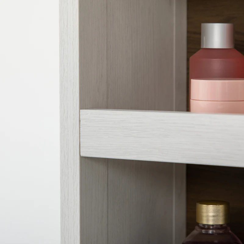 kleankin Armario de Baño de Pared Moderno Mueble Colgante Multifuncional con 3 Estantes 50x20x56 cm Blanco y Nogal