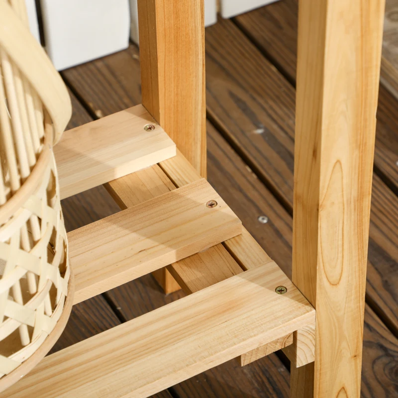 Outsunny Huerto Urbano Elevado de Madera con Celosía para Enredaderas y Ruedas para Plantas Flores 79x29x130 cm Natural