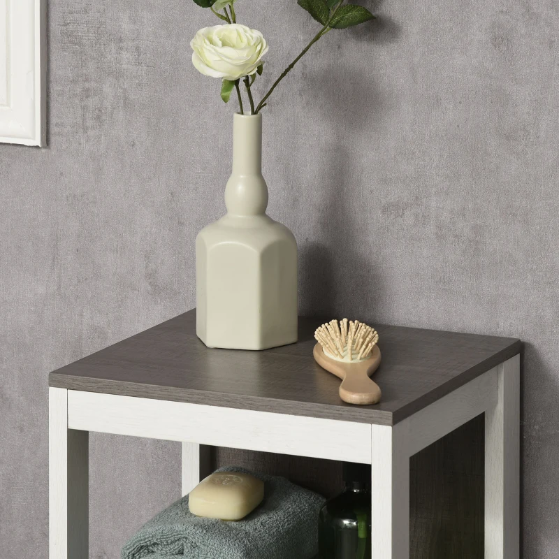 kleankin Estantería de Suelo para Baño de 3 Niveles Estante de Almacenaje Multiusos para Cocina Salón 32x30x82 cm Blanco