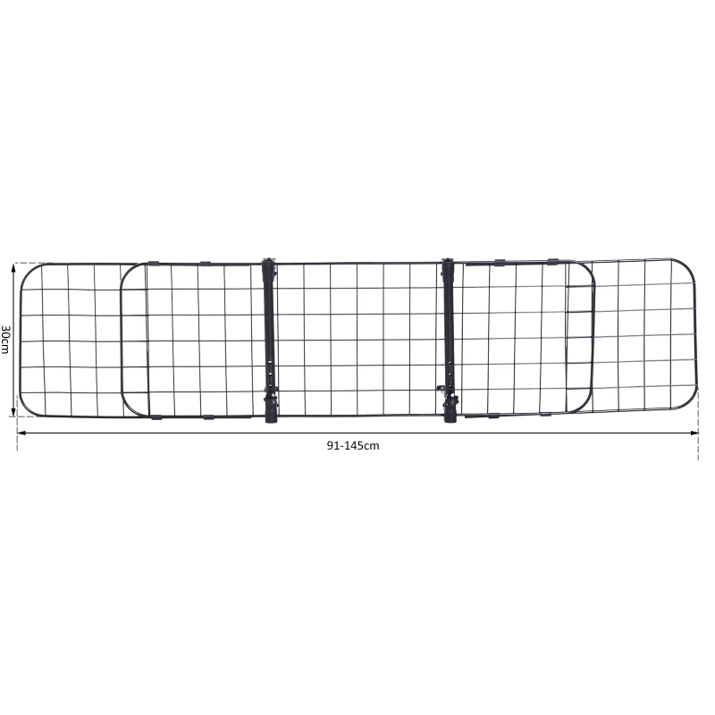 PawHut Bariera Separator de Protectie Masina pentru Caini Reglabila 91-145x30cm