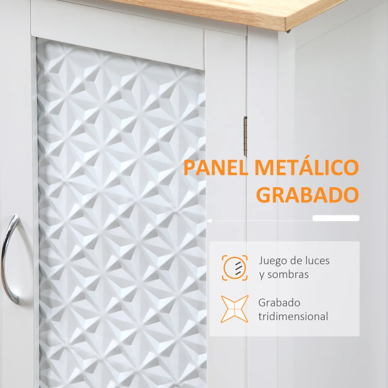 HOMCOM Carro de Cocina con Ruedas Carrito de Servicio con Cajón Armario Balda Interior Ajustable y 3 Estantes Abiertos para Comedor Restaurante 92x40x84 cm Blanco