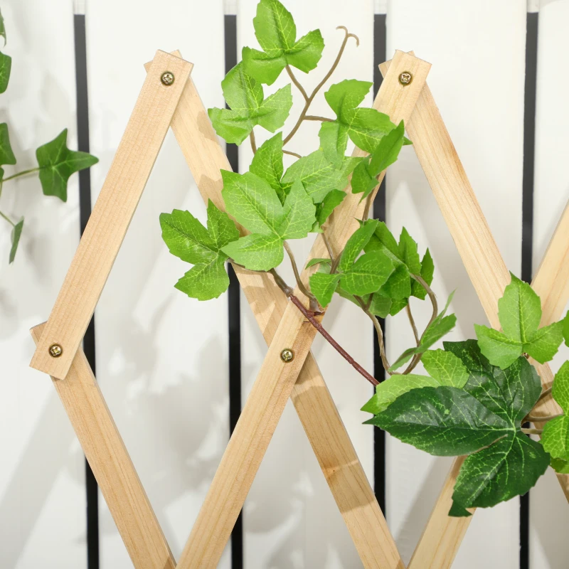 Outsunny Huerto Urbano Elevado de Madera con Celosía para Enredaderas y Ruedas para Plantas Flores 79x29x130 cm Natural