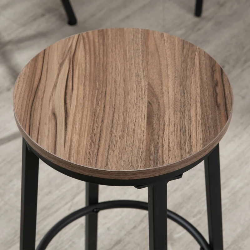 HOMCOM Juego de Mesa Alta y 2 Taburetes de Bar Estilo Industrial para Cocina Salón Ø90x90 cm y Ø40x61,5 cm Madera y Negro