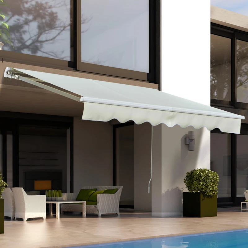 Outsunny Toldo Manual Retráctil con Manivela 250x200 cm de Aluminio Ángulo Ajustable Protección Solar para Ventanas Puertas Balcón Exterior Crema