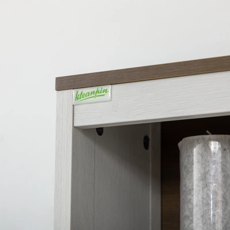 kleankin Armario de Baño de Pared Moderno Mueble Colgante Multifuncional con 3 Estantes 50x20x56 cm Blanco y Nogal