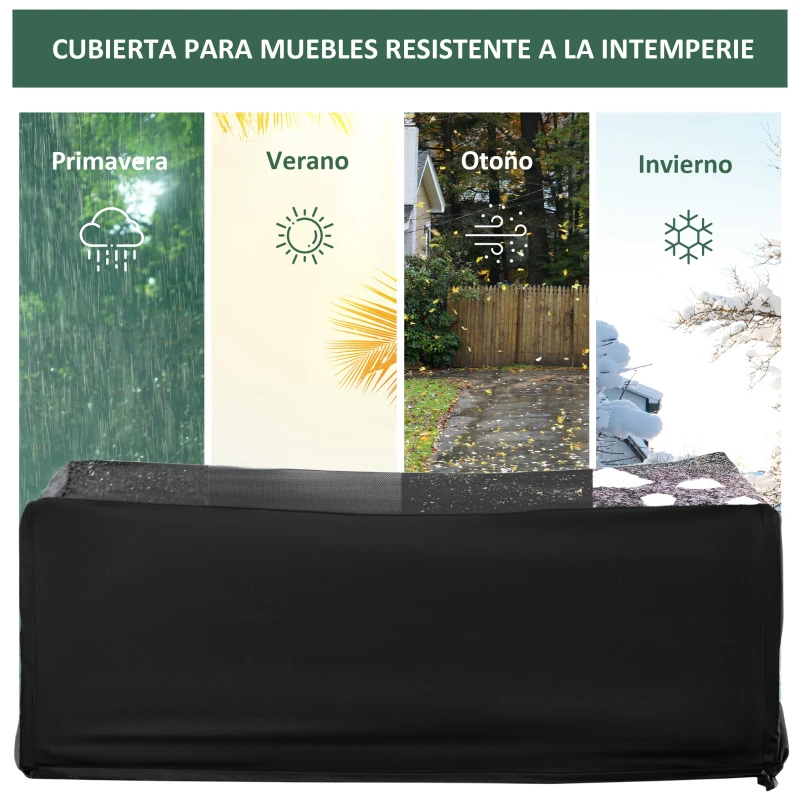 Outsunny Funda Protectora para Muebles de Jardín 154x94x66 cm Cubierta de Muebles de Mesas Exterior Tela Oxford 600D Impermeable con Hebillas para Patio Terraza Negro