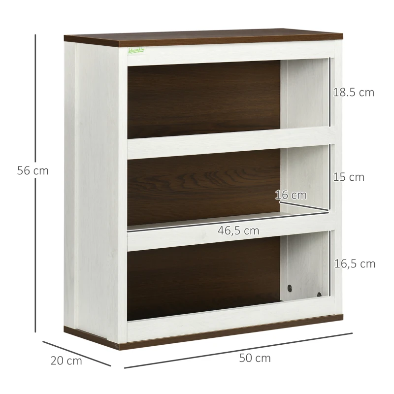 kleankin Armario de Baño de Pared Moderno Mueble Colgante Multifuncional con 3 Estantes 50x20x56 cm Blanco y Nogal