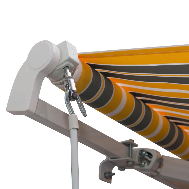 Outsunny Luifel aluminium knikarmluifel zonwering met handslinger 3,5 x 2,5 m geel + grijs