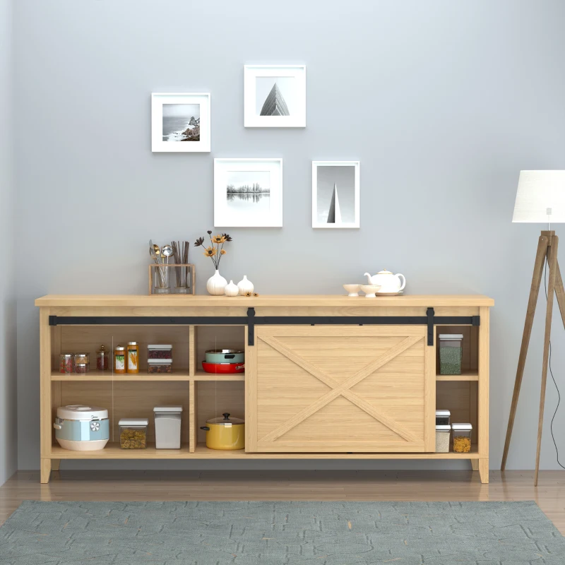 HOMCOM schuifdeursysteem looprail enkele schuifdeur schuifdeurbeslag voor houten schuifdeur accessoires koolstofstaal zwart 200 x 0,6 x 18 cm