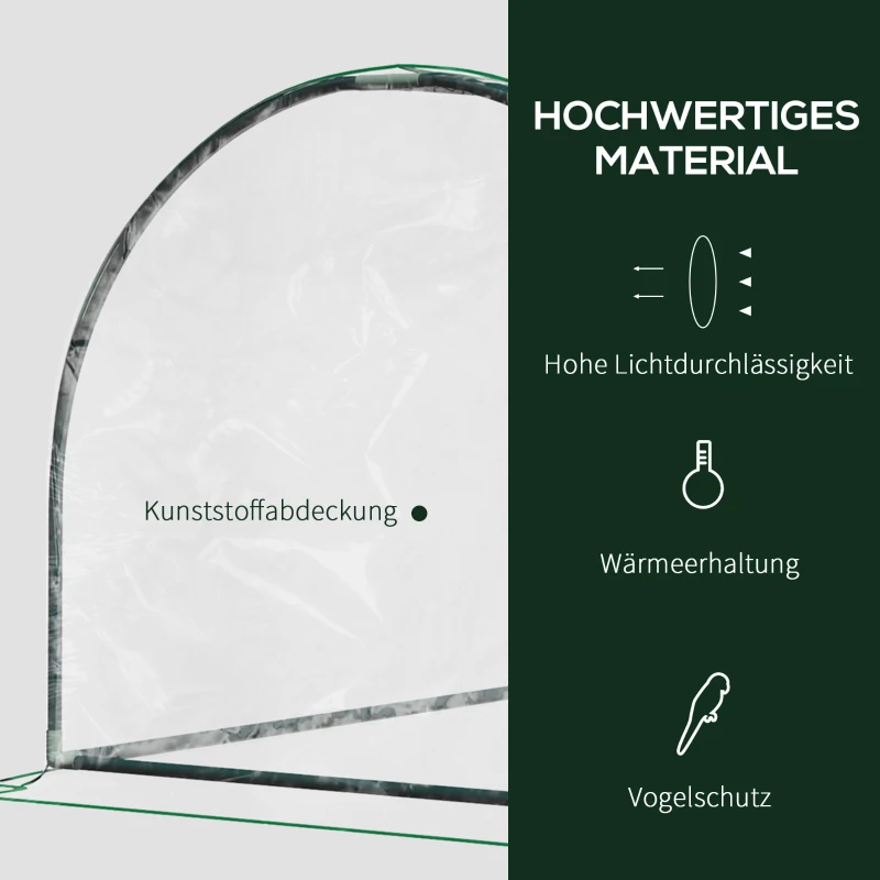 Outsunny kas, kweekkas met deur, koude kas, plantenkas, plantenteelt, staal PVC, 200 x 100 x 80 cm