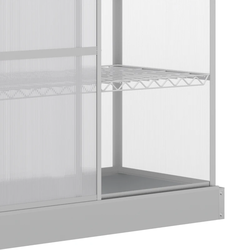 Outsunny Sun Plate 3-Tier Greenhouse Polycarbonate Panel Roof Vent w/ Foundation -Silver