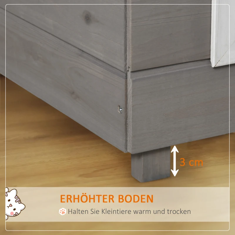 PawHut Buiten Kattenhuis Groot Modern Luxe Sparhout met Raam voor Katten Grijs Zwart