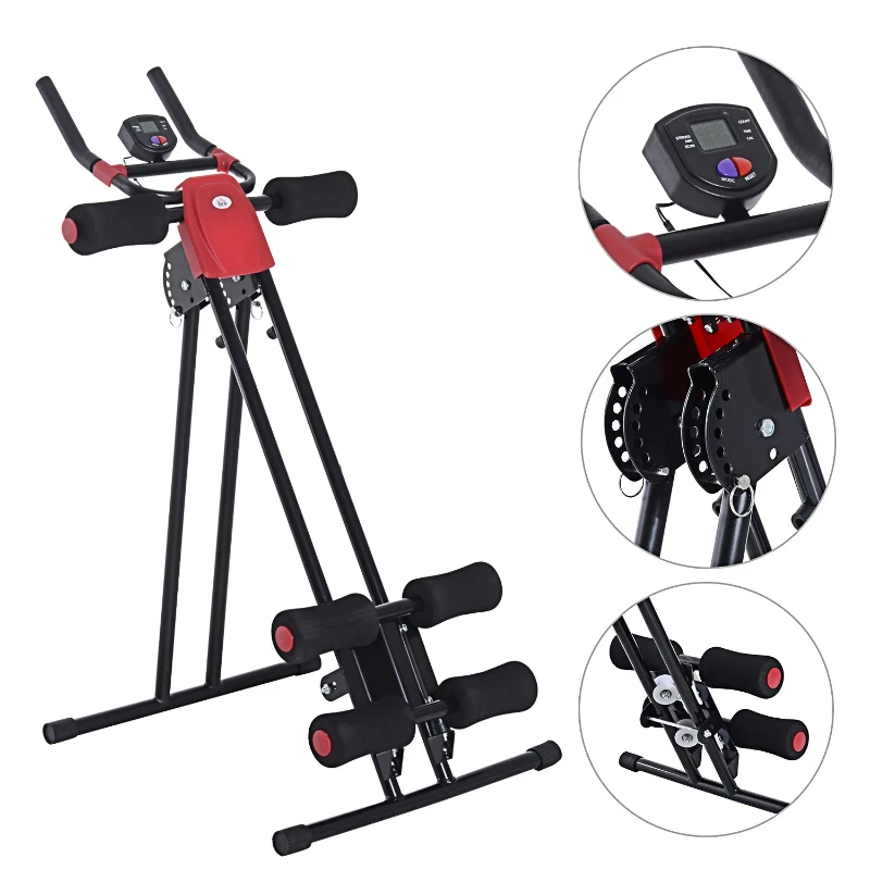 HOMCOM Rugtrainer buiktrainer buikspieren sportuitrusting fitness LCD-scherm inklapbaar