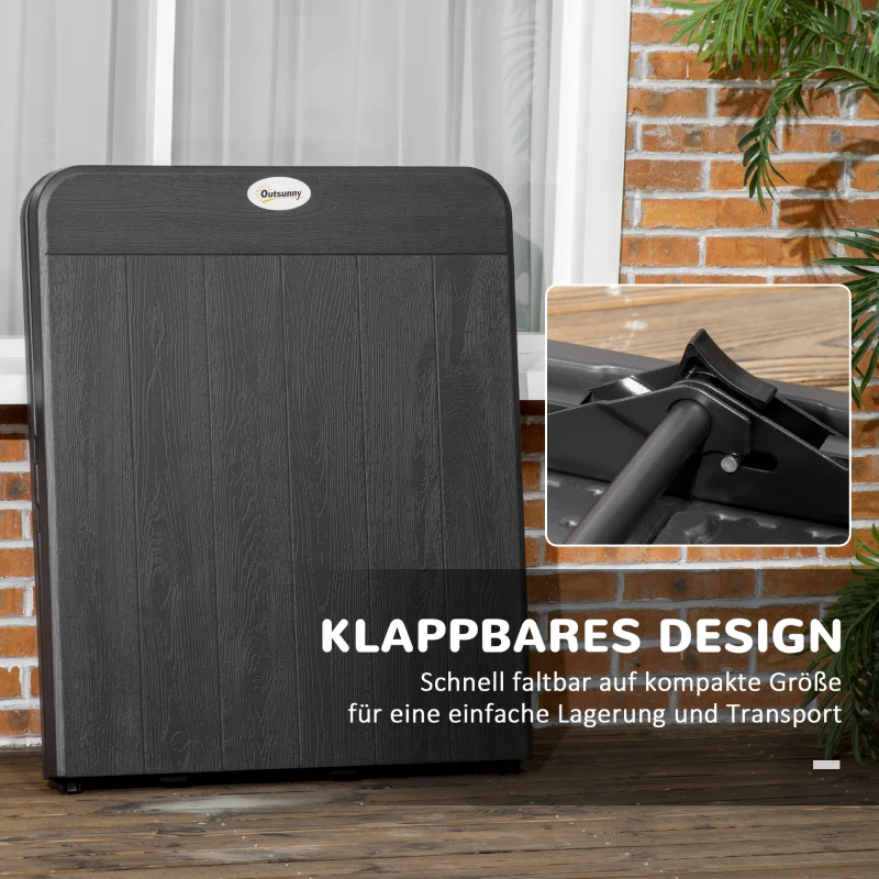 Outsunny Outdoortisch, Gartentisch, für 6 Pers., klappbar, Holzoptik, dunkelgrau, 180 x 75,5 x 73 cm