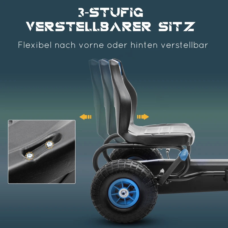 HOMCOM Skelters, Kindervoertuig Pedaal, Outdoor Pedaalauto voor 6-12 Jaar, Blauw(m-4)