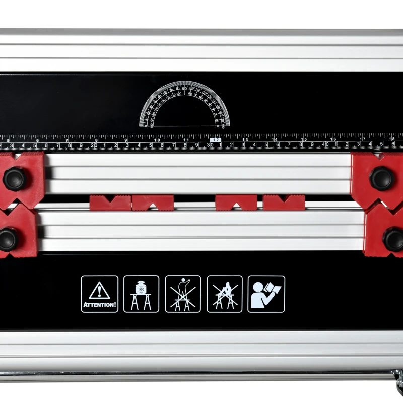 HOMCOM  Werktisch Spanntisch Werkbank mit den Kurbelarmen 100 kg Belastbarkeit Arbeitstisch Arbeitsplatte höhenverstellbarer Tisch Metall Aluminium Silber+Schwarz+Rot 60 x 59 x 77-107 cm