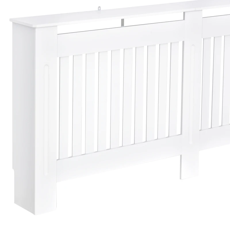 HOMCOM Slatted Radiator Cover Painted Cabinet MDF Lined Grill in White (172L x 19W x 81H cm)