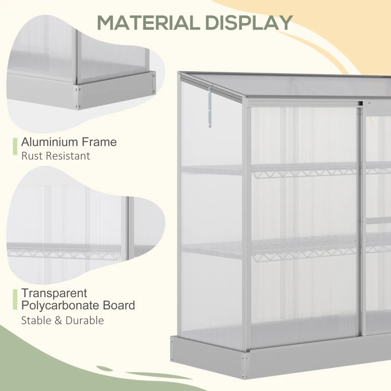 Outsunny Sun Plate 3-Tier Greenhouse Polycarbonate Panel Roof Vent w/ Foundation -Silver